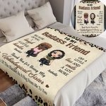 Personalised Badass Sister Leopard Print Cartoon Soft Throw Blanket with Names Home Decor Birthday Friendship Gift for Besties Friends