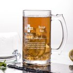 Personalisierter Lustiges-Rezept Bierkrug 470ml mit Namen Gravur Henkel Schiefer-Untersetzer Whisky Glas Oktoberfest Geburtstag Geschenk für Papa Opa