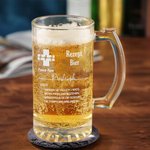 Personalisierter Lustiges-Rezept Bierkrug 470ml mit Namen Gravur Henkel Schiefer-Untersetzer Whisky Glas Oktoberfest Geburtstag Geschenk für Papa Opa