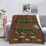 Personalized Hooked On Being Papa Fishing Soft Throw Blanket with 1-20 Names Home Decor Birthday Grandparents' Day Father's Day Gift for Dad Grandpa