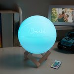 Personalized 3D Basketball 16 Color Changing Touch LED Night Light with Wooden Stand and Remote Kid Room Decor Birthday Gift for Boys Sports Lovers