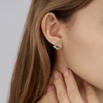 Personalized Minimalist Floral Butterfly Birthstones Stud Earrings Birthday Valentine's Day Gift for Women