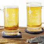 Personalisierter Lustiges-Rezept Bierkrug 470ml mit Namen Gravur Henkel Schiefer-Untersetzer Whisky Glas Oktoberfest Geburtstag Geschenk für Papa Opa
