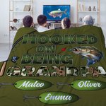Personalized Hooked On Being Papa Fishing Soft Throw Blanket with 1-20 Names Home Decor Birthday Grandparents' Day Father's Day Gift for Dad Grandpa