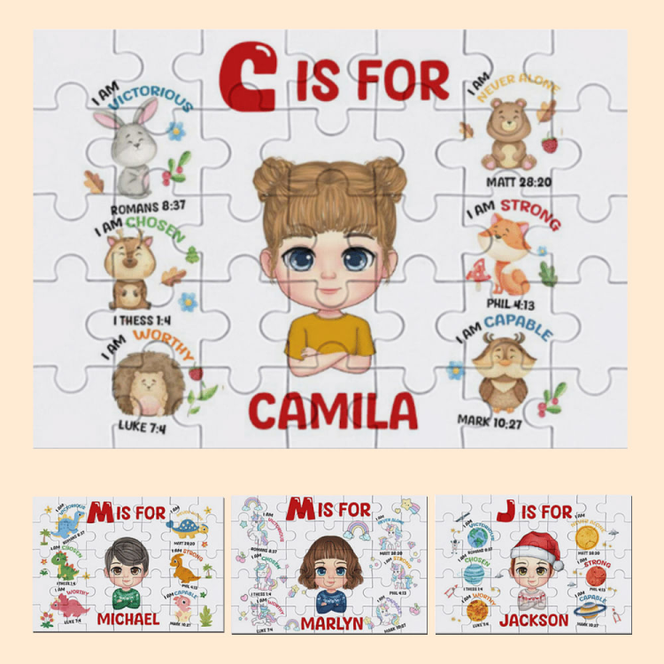 Puzzle en bois personnalisé avec nom Licorne Dinosaure Véhicule Dessin animé Jouet éducatif pour enfant Cadeau d'anniversaire Affirmation pour Garçons Filles