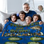 Personalized Hooked On Being Papa Fishing Soft Throw Blanket with 1-20 Names Home Decor Birthday Grandparents' Day Father's Day Gift for Dad Grandpa