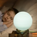 Personalized 3D Basketball 16 Color Changing Touch LED Night Light with Wooden Stand and Remote Kid Room Decor Birthday Gift for Boys Sports Lovers