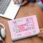 Personalised Colourful Initial Name Word Cloud A5 Spiral Notebook with 120 Lined Pages Back to School Supplies Birthday Gift for Boys Girls