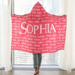 Personalisierte Mehrfarbige Weiche Kapuzendecke mit Namenswolke Geburtstag Weihnachten Geschenk für Oma Mutter Familie