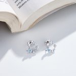 Personalized Minimalist Floral Butterfly Birthstones Stud Earrings Birthday Valentine's Day Gift for Women