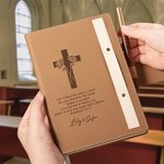 Gepersonaliseerd gegraveerd Kruis Geboortebloem Bijbelvers A5 gelinieerd notitieboek en pennenset voor Kerk Bijbelstudie Kerstmis Pasen Geschenk voor 