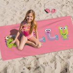 Gepersonaliseerd Multicolor Cartoon Monster Oversized Quick Dry Microfiber Naam Strandlaken Reizen Essentieel Verjaardagskinderdag Cadeau voor Kinderen