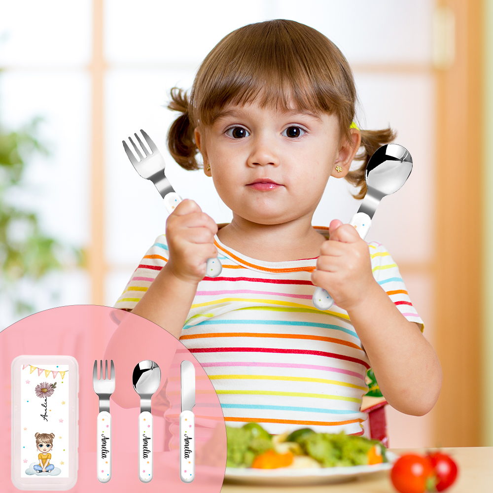 Posate Beaba Second Stage Per Bambini: Cucchiaio E Forchetta Ergonomiche Con Custodia Da Viaggio (Rosa) - 4