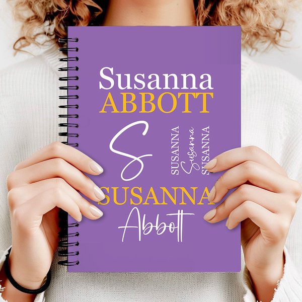 Personalized Multicolour Word Cloud A5 Spiral Journal Notebook with Name 120 Lined Pages Birthday Gift for Friends Family Coworkers