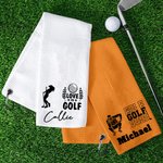 Personalized King Queen of The Green Golf Player Silhouette Absorbent Waffle Sports Towel with Name Birthday Team Gift for Golfer Golf Dad Mom