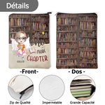 Couverture de Livre Personnalisée de Nom et Personnage avec Fermeture Éclair et Pochette Frontale Cadeau d'Anniversaire pour Amoureuses de Livres