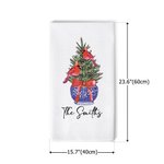 Gepersonaliseerde Chinese stijl blauw en wit porseleinen kardinaal kerstboom wafel theedoek met tekst keuken decor vakantie cadeau voor familie vriend