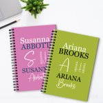 Personlig flerfarget ordsky A5 spiralbok med navn 120 linjerte sider Bursdagsgave til venner, familie og kolleger