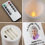 Personalized Portrait Photo Flameless LED Battery Operated Candle with Name and Date Sympathy Memorial Gift for Loss of Loved One