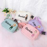 Personalizzato Cartoon Sport Ragazza Nome impermeabile Crossbody Fanny Pack Waist Bag con cinturino regolabile per allenamento Corsa Regalo di compleanno per le donne