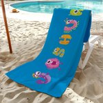 Gepersonaliseerd Multicolor Cartoon Monster Oversized Quick Dry Microfiber Naam Strandlaken Reizen Essentieel Verjaardagskinderdag Cadeau voor Kinderen