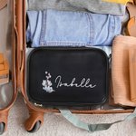 Sac de Maquillage Imperméable Personnalisé avec Nom et Fleur de Naissance Sac Cosmétique à Plusieurs Compartiments Cadeau Anniversaire pour Femme