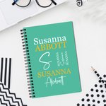 Personlig flerfarget ordsky A5 spiralbok med navn 120 linjerte sider Bursdagsgave til venner, familie og kolleger