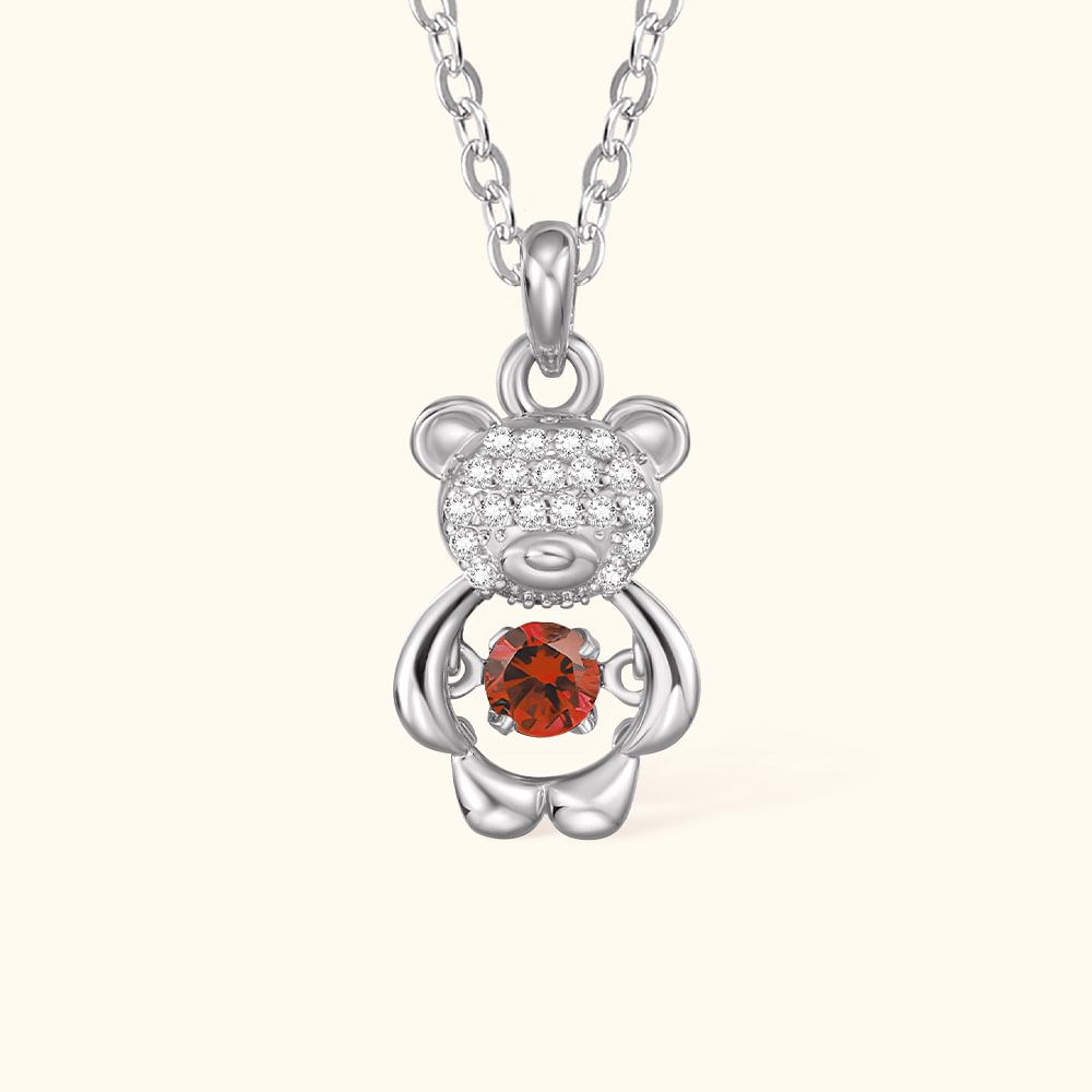 Collier de pierres de naissance personnalisé en forme d'oursons Zircons étincelants pour la danse Bijoux d'anniversaire Cadeau d'anniversaire pour elle
