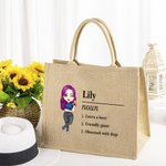 Personalizzato Cartoon Urban Beauty Nome Definizione Riutilizzabile Grande Tote Bag Juta Compleanno Addio al Nubilato Regalo Damigella d'onore per Donne