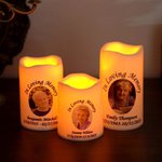 Personalized Portrait Photo Flameless LED Battery Operated Candle with Name and Date Sympathy Memorial Gift for Loss of Loved One