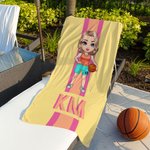Personalized Basketball Cartoon Character Monogram Stripe Oversized Quick Dry Beach Towel Birthday Vacation Accessories Gift for Basketball Lovers