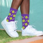 Personalized Multicolour Baseball Basketball Design Tube Socks with Name Birthday Game Day Gift for Sport Lovers