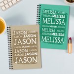 Personligt namnmoln i flera färger A5 spiralanteckningsbok med 120 linjerade sidor Födelsedagspresent till vänner familj