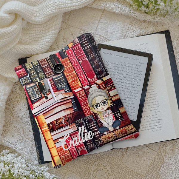 Funda protectora acolchada con nombre para libros con diseño de dibujos animados Retro Biblioteca portátil personalizada Regalo de vuelta al cole para