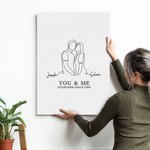 Personalized Silhouette Names Frameless Painting Framed Painting Valentine's Day Anniversary Gift for Couple