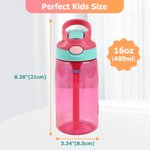 Personalised Colourful Cartoon Photo Name 475ml Kid's Water Bottle with Silicone Straw and Handle Birthday Back to School Gift for Boys Girls