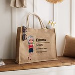 Personalizzato Cartoon Urban Beauty Nome Definizione Riutilizzabile Grande Tote Bag Juta Compleanno Addio al Nubilato Regalo Damigella d'onore per Donne