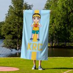Personalized Basketball Cartoon Character Monogram Stripe Oversized Quick Dry Beach Towel Birthday Vacation Accessories Gift for Basketball Lovers