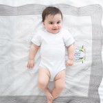 Personalisierte bestickt niedlich Salbei Stockente Monogramm 100% Baumwolle weiches Baby Steppdecke mit Monogramm Baby Dusche Geschenk für Neugeborene