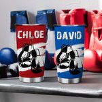 Gant de boxe multicolore personnalisé 20oz avec couvercle et paille Cadeau d'anniversaire pour les amoureux du sport et de la boxe