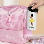 Personalized Colorful Cute Ballet Girl 15oz Insulated Name Water Bottle with Folding Straw and Handle Birthday Gift for Ballerina
