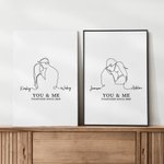 Personalized Silhouette Names Frameless Painting Framed Painting Valentine's Day Anniversary Gift for Couple