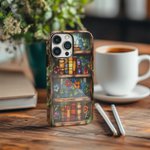 Custodia per telefono in vetro colorato con iniziali per iPhone Samsung Compleanno Regalo del club del libro per gli amanti dei libri.