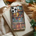 Custodia per telefono in vetro colorato con iniziali per iPhone Samsung Compleanno Regalo del club del libro per gli amanti dei libri.