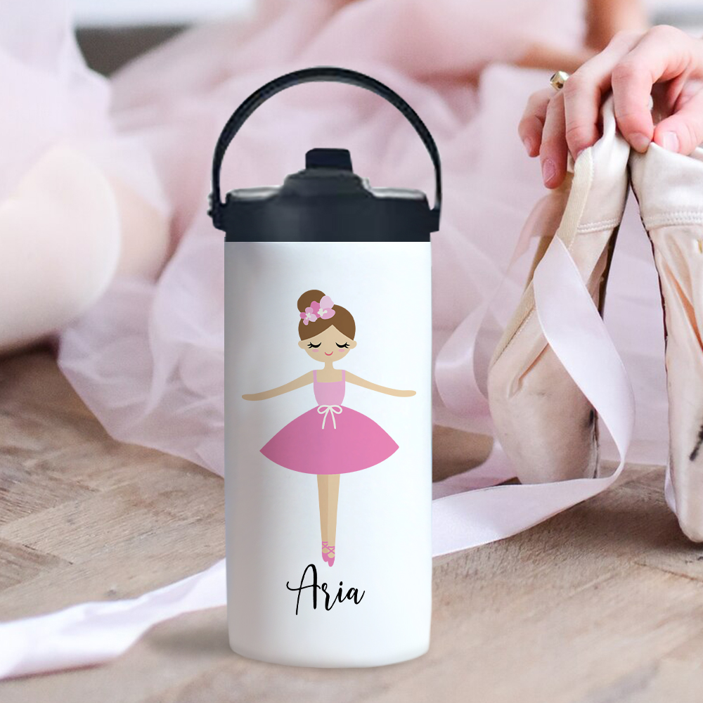 Bouteille d'eau isotherme 15oz avec paille pliante et poignée pour ballerine.