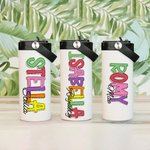 Bottiglia d'acqua con nome isolata da 15 oz con cannuccia pieghevole e manico, regalo di compleanno e ritorno a scuola per bambini.