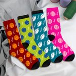 Personalized Multicolour Baseball Basketball Design Tube Socks with Name Birthday Game Day Gift for Sport Lovers