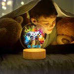 Veilleuse LED Personnalisée avec Nom de Pixel Motif de Manette de Jeu Style Éclaboussure d'Encre Cadeau Anniversaire pour Homme Enfant