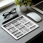 Personalized Excel Shortcut Key Design Non-slip Mouse Pad with Text Desk Accessories Office Gift for Coworker