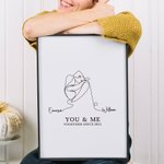 Personalized Silhouette Names Frameless Painting Framed Painting Valentine's Day Anniversary Gift for Couple